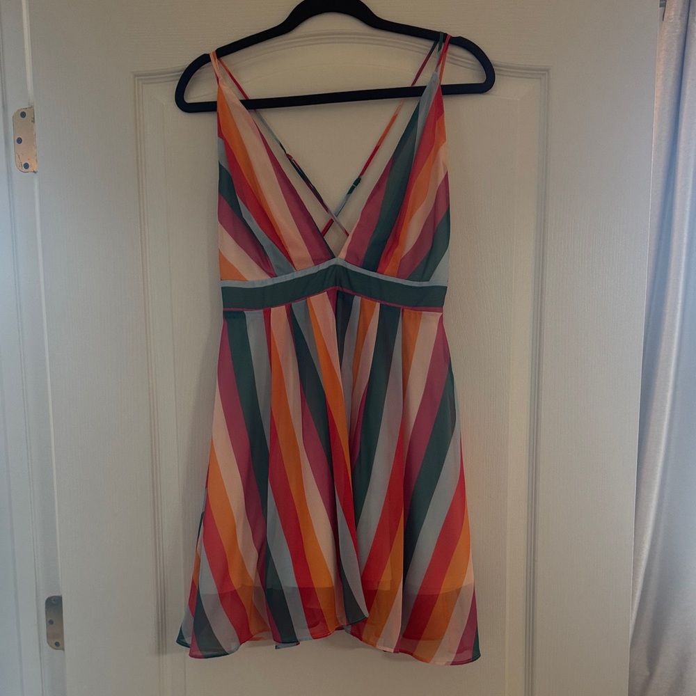 Multi-Color Striped Spaghetti Strap Dress